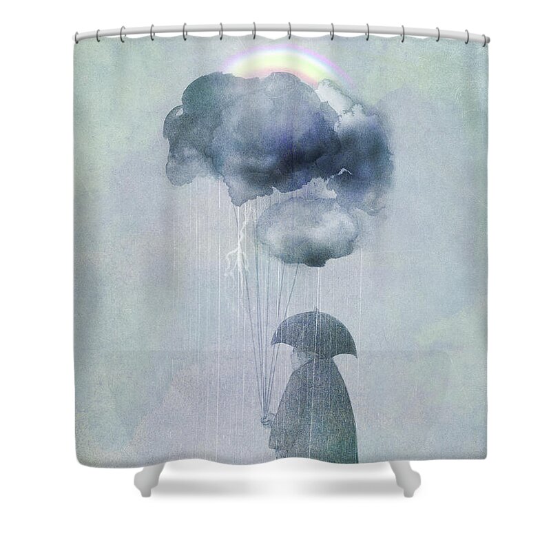 Clouds Shower Curtain featuring the painting The Cloud Seller by Eric Fan