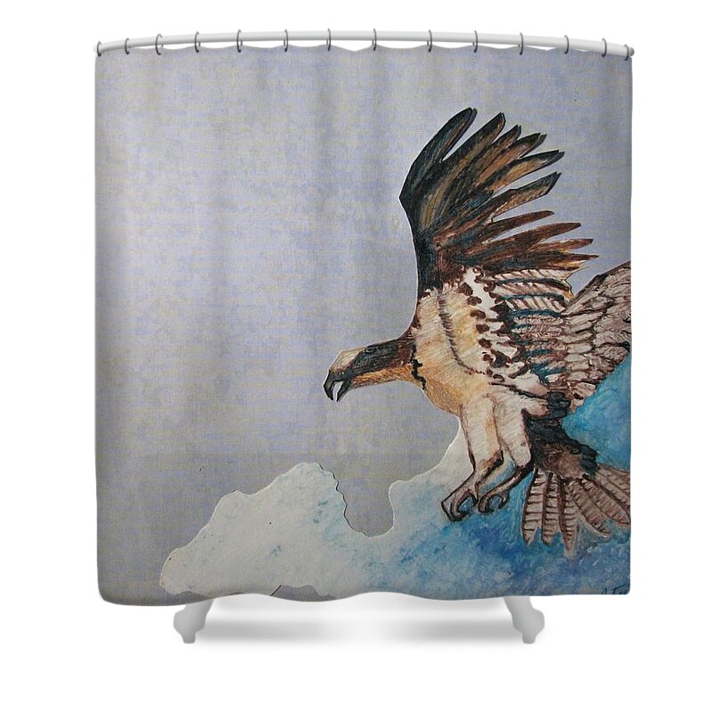 Birds Shower Curtain featuring the painting The Cloud Surfer by Patricia Arroyo