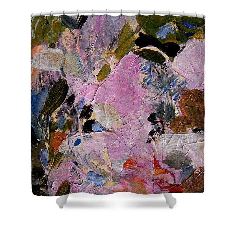 Acrylic Abstract Nature Painting Shower Curtain featuring the painting The Color Garden by Nancy Kane Chapman