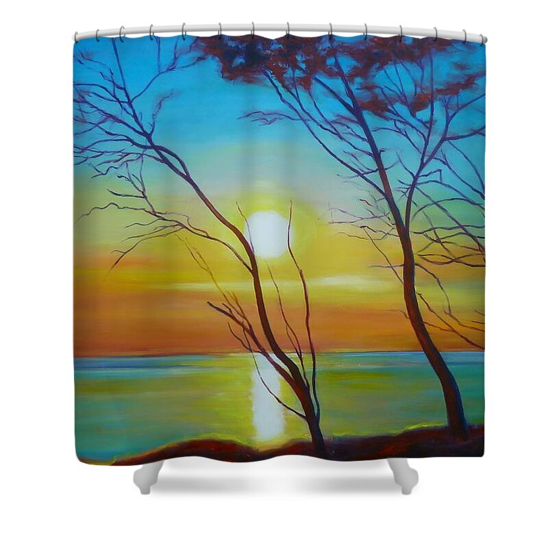 Sunset Shower Curtain featuring the painting The Colours of Evening by Sheila Diemert