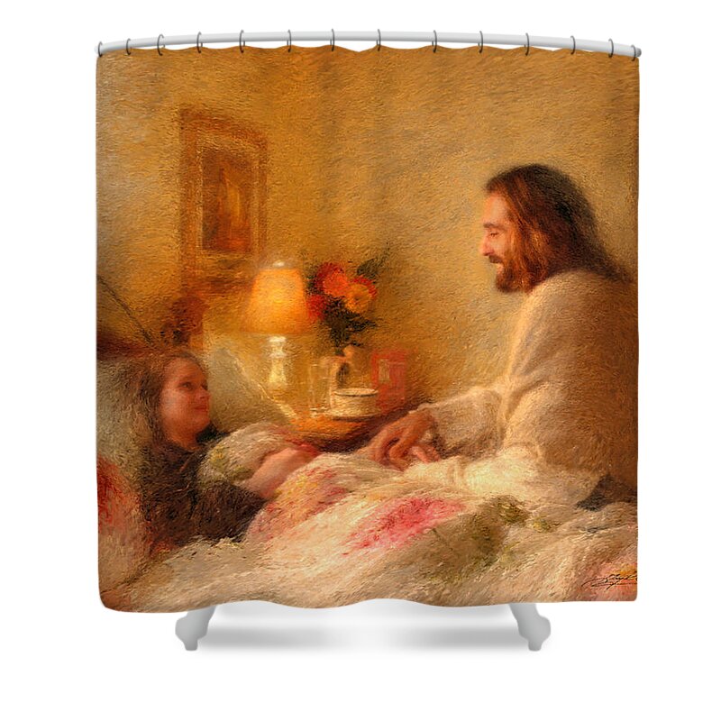 Jesus Shower Curtain featuring the painting The Comforter by Greg Olsen