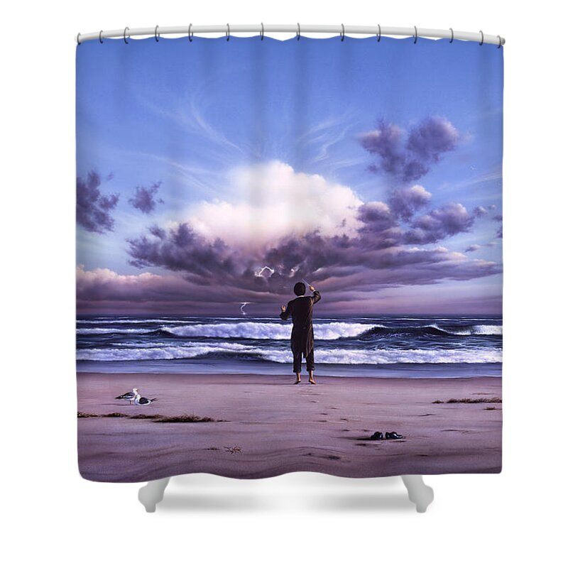 Music Shower Curtain featuring the painting The Conductor by Jerry LoFaro