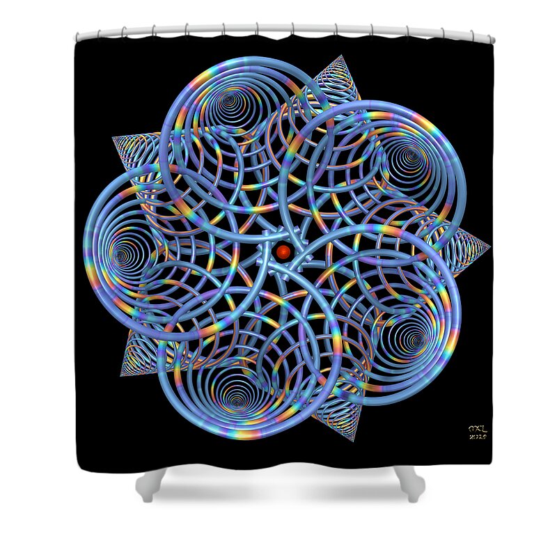 Abstract Shower Curtain featuring the digital art The Conjecture 2 by Manny Lorenzo