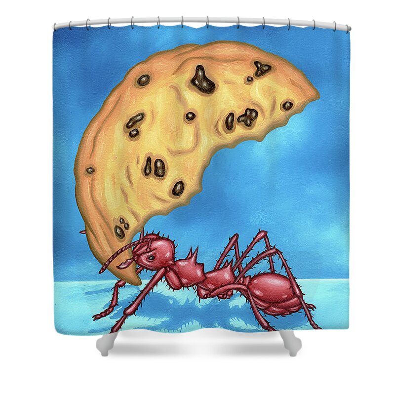  Shower Curtain featuring the painting The Cookie Cutter Ant by Paxton Mobley