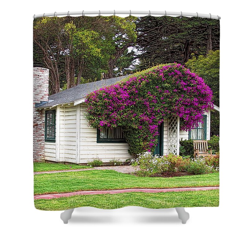 Carmel Shower Curtain featuring the photograph The Honeymoon Cottage At Mission Ranch by Glenn McCarthy Art and Photography