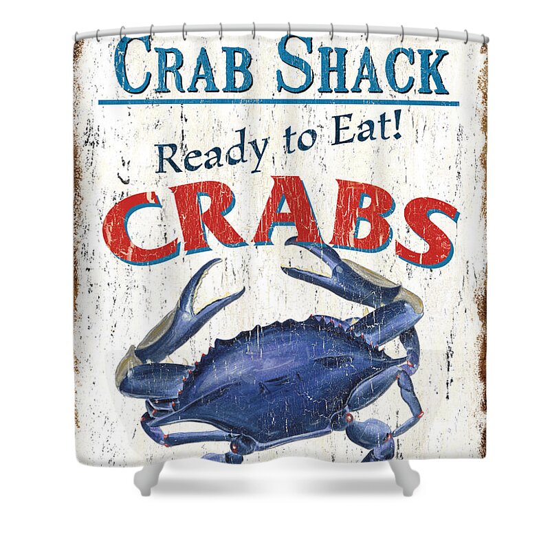 Crab Shower Curtain featuring the painting The Crab Shack by Debbie DeWitt