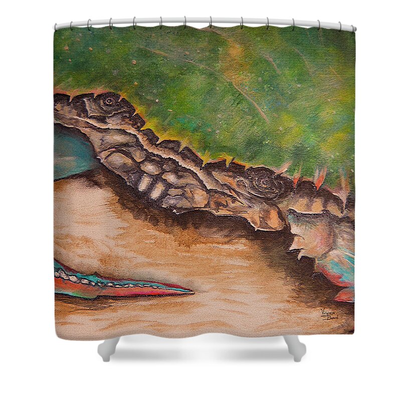 Crab Shower Curtain featuring the painting The Crab by Virginia Bond