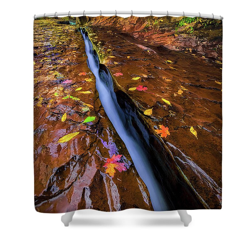 Zion National Park Shower Curtain featuring the photograph The Crack by Dave Koch