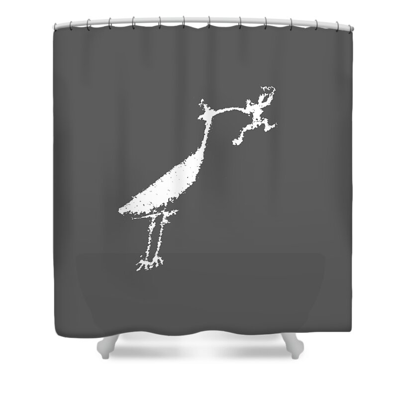 Petroglyph Shower Curtain featuring the photograph The Crane by Melany Sarafis