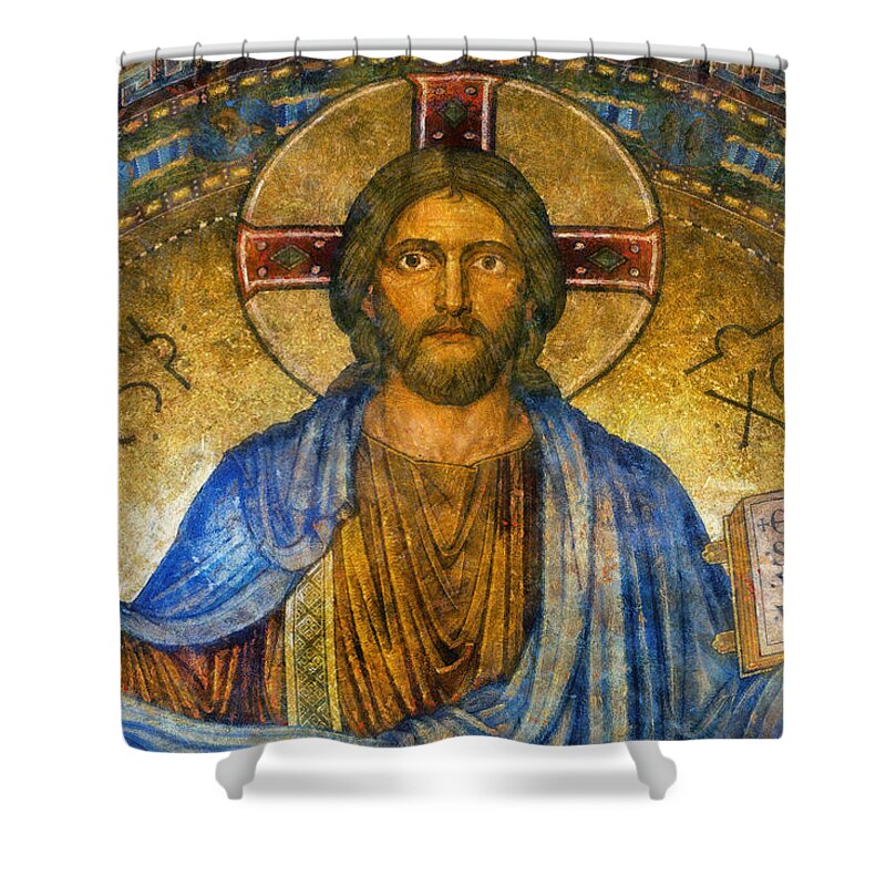 Cross Shower Curtain featuring the digital art The Cross of Christ by Ian Mitchell