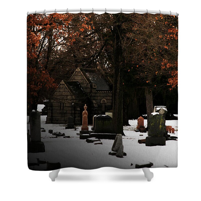 Cemetery Shower Curtain featuring the photograph The Crossing by Linda Shafer