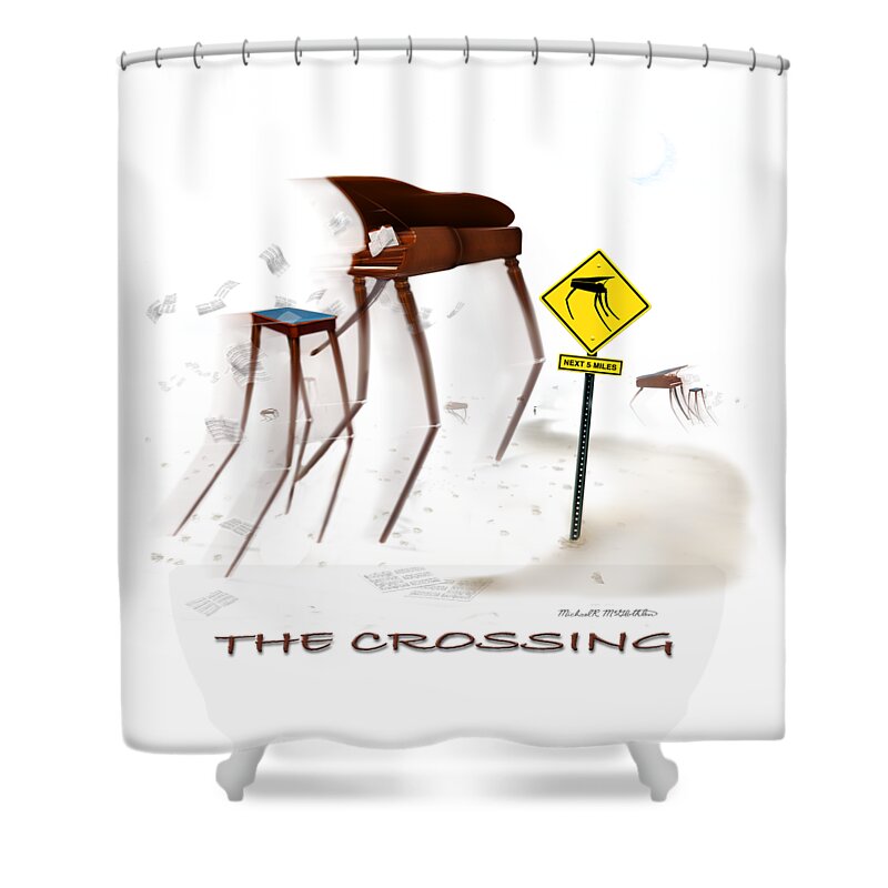 T-shirt Shower Curtain featuring the digital art The Crossing SE by Mike McGlothlen