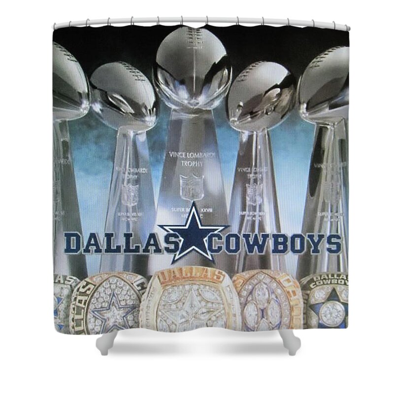 Dallas Cowboys Shower Curtain featuring the photograph The Dallas Cowboys Championship Hardware by Donna Wilson