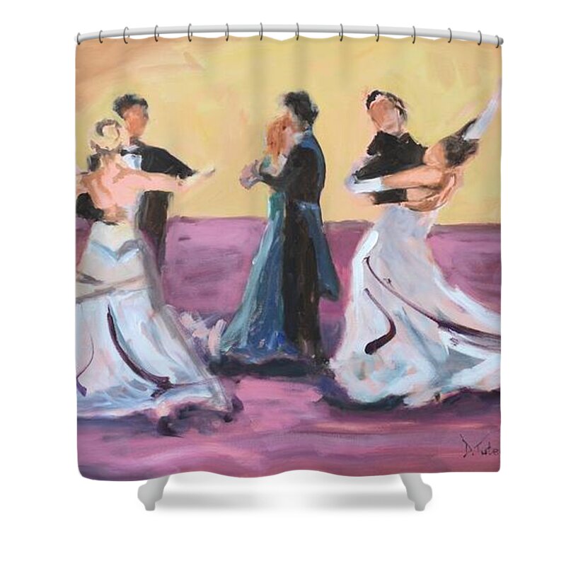 Ballroom Dance Shower Curtain featuring the painting The Dance by Donna Tuten