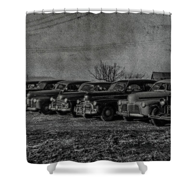 Cars Shower Curtain featuring the photograph The Dark Meeting by Dick Hudson