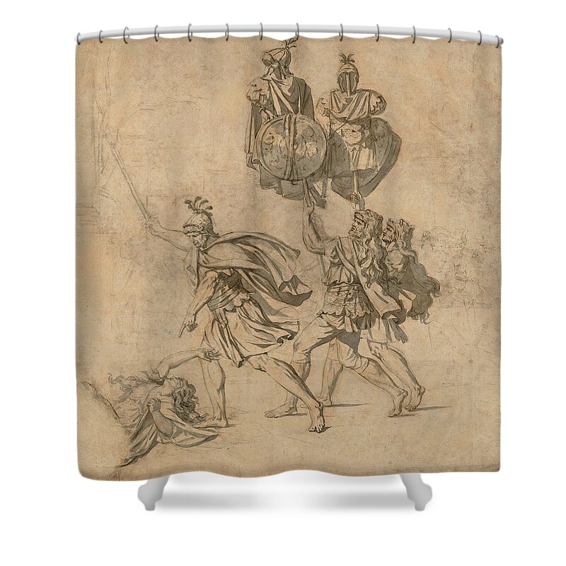 Jacques-louis David Shower Curtain featuring the drawing The Death of Camilla by Jacques-Louis David