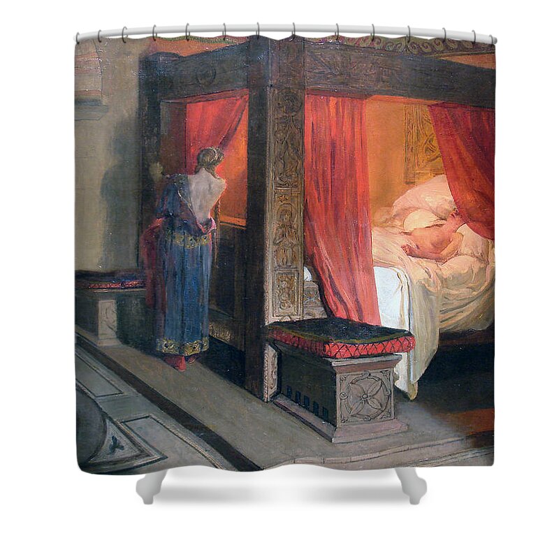 Jean-paul Laurens Shower Curtain featuring the painting The Death of Galswintha by Jean-Paul Laurens