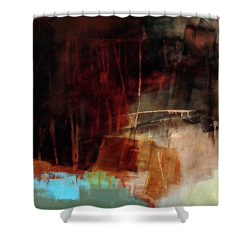 Abstract Art Shower Curtain featuring the painting The Deep End #3 by Jane Davies