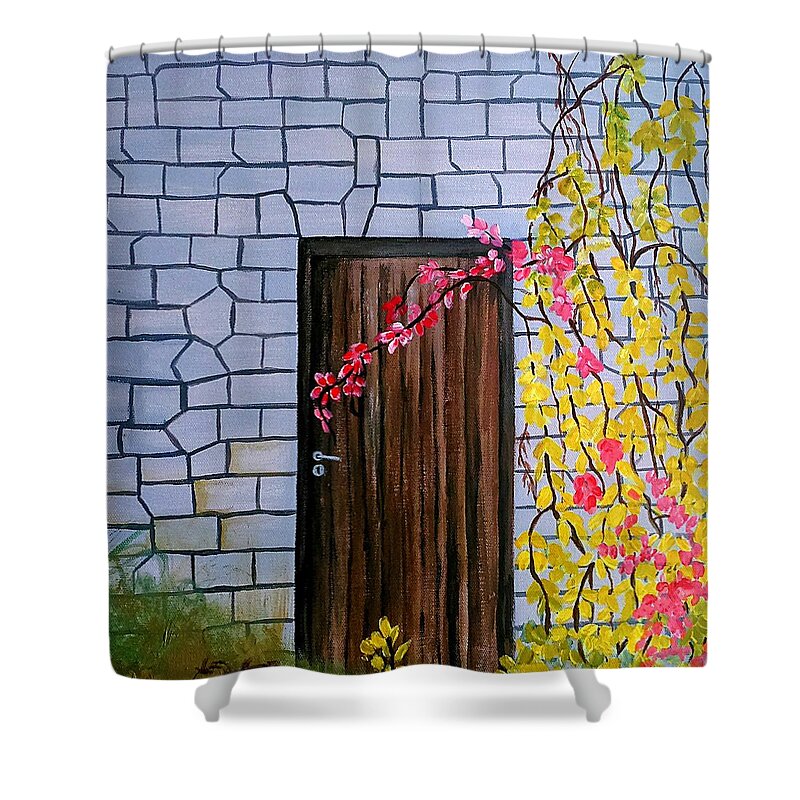 Door Shower Curtain featuring the painting The door by Faashie Sha