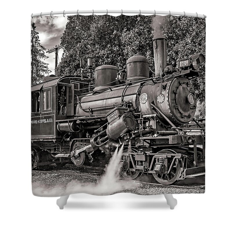 Pocahontas County Shower Curtain featuring the photograph The Durbin Rocket - Steamed Up - Sepia by Steve Harrington