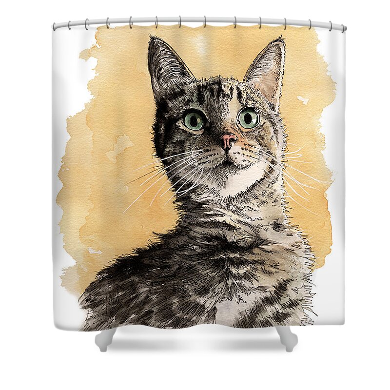 Cat Shower Curtain featuring the painting The Earl of Australia by Louise Howarth