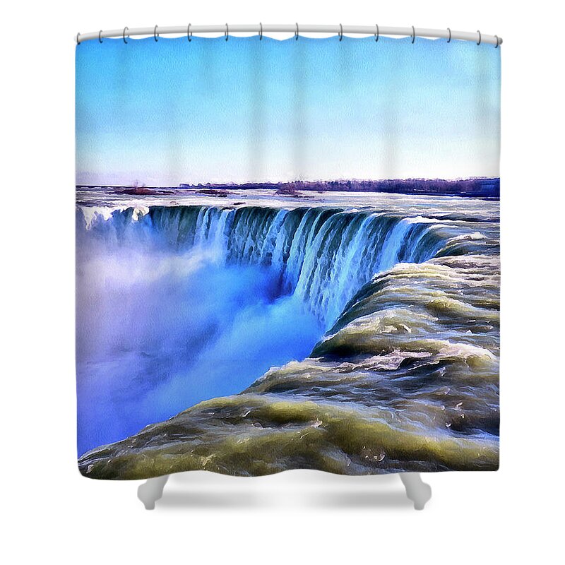 Niagara Falls Shower Curtain featuring the digital art The Edge Of The World by Leslie Montgomery