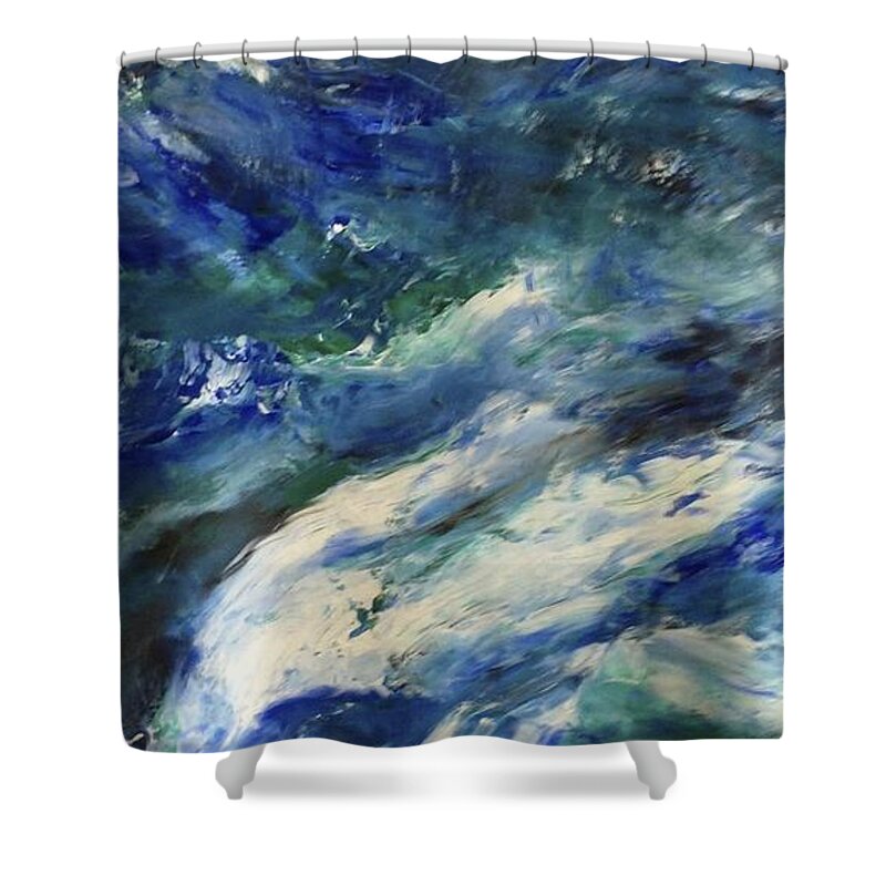 Abstract Landscapes Shower Curtain featuring the painting THE ELEMENTS Water #4 by Laara WilliamSen