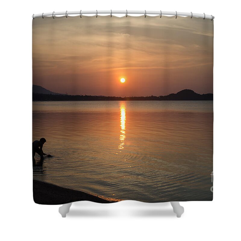 Michelle Meenawong Shower Curtain featuring the photograph The End Of A Hot Day by Michelle Meenawong