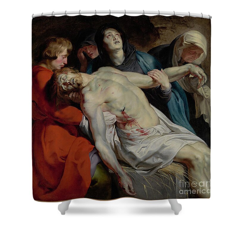 Famous Shower Curtain featuring the painting The Entombment by Peter Paul Rubens by Esoterica Art Agency