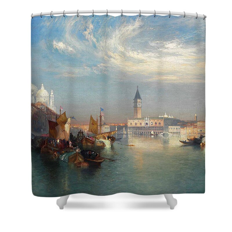 Thomas Moran Shower Curtain featuring the painting The Entrance to the Grand Canal 2 by Thomas Moran