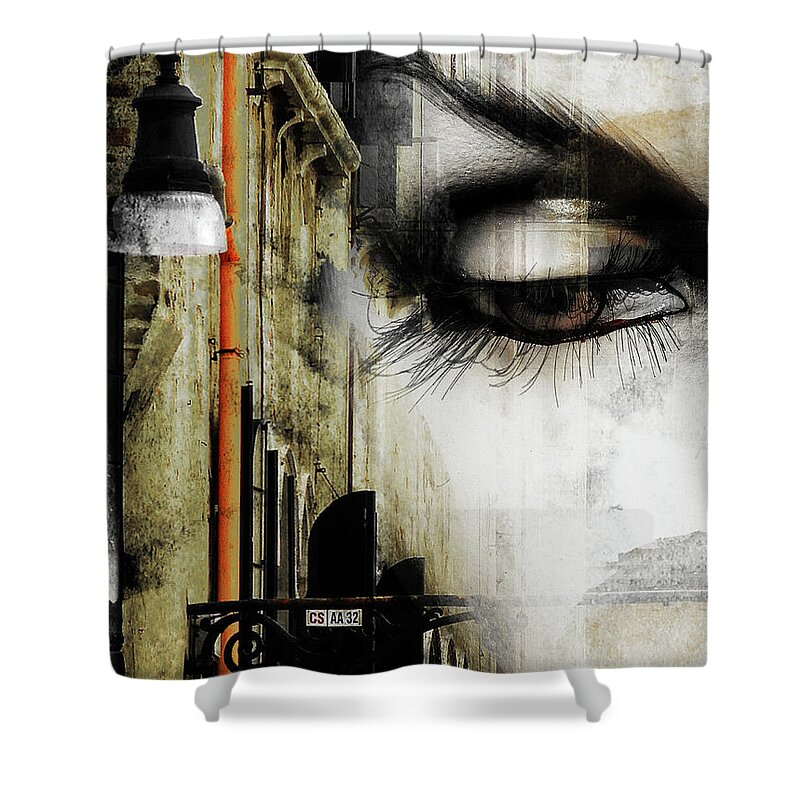 Eye Shower Curtain featuring the photograph The eye and the street light by Gabi Hampe