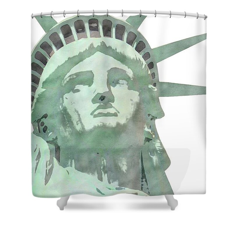 New York Shower Curtain featuring the photograph The Face of Lady Liberty by Jennifer Frechette