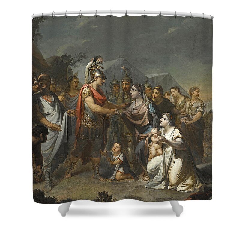 Roman School Shower Curtain featuring the painting The Family of Darius before Alexander the Great by Roman School