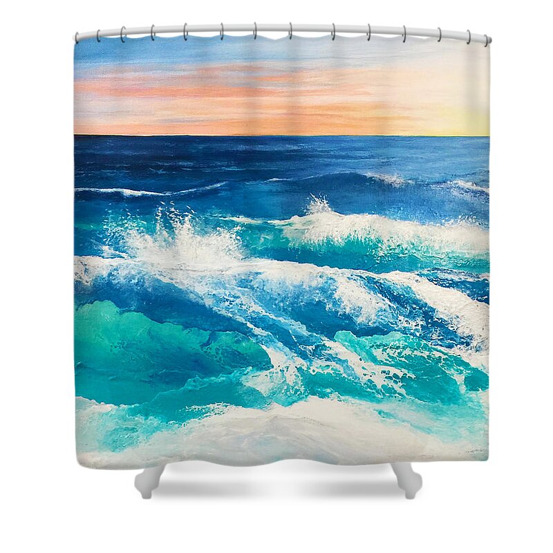 Ocean Shower Curtain featuring the painting The Farthest Oceans by Linda Bailey