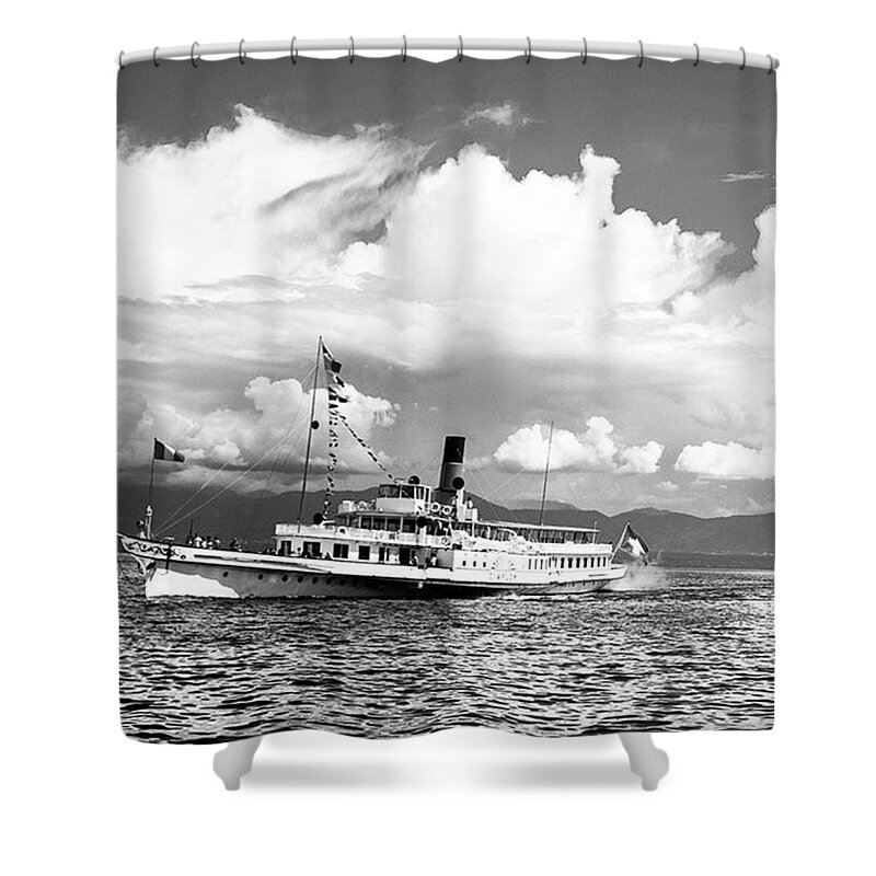 Clouds Shower Curtain featuring the photograph The Ferry by Aleck Cartwright