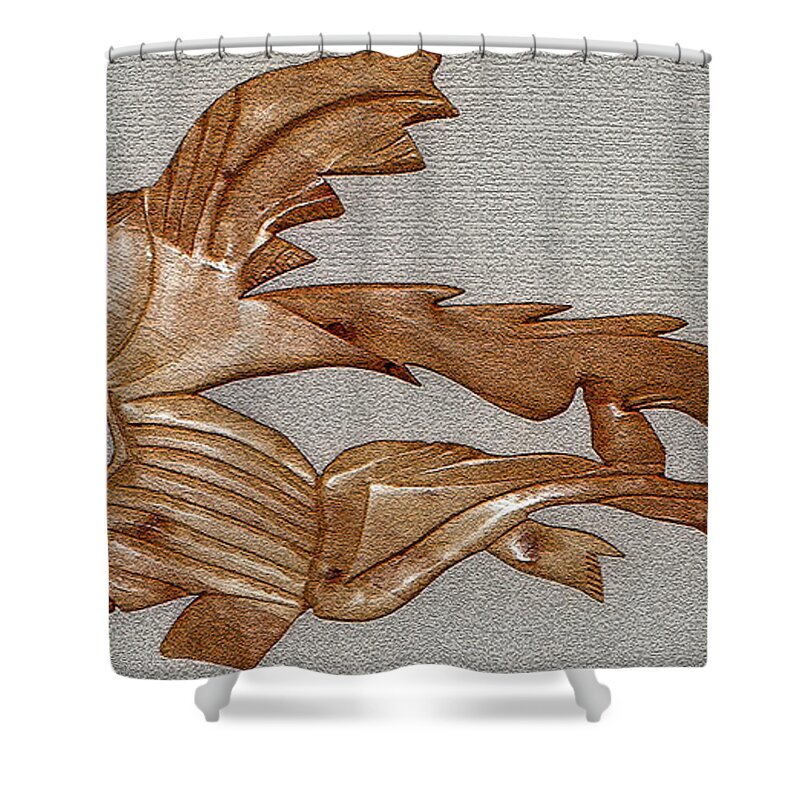 Extinct Fish Shower Curtain featuring the mixed media The Fish Skeleton by Robert Margetts