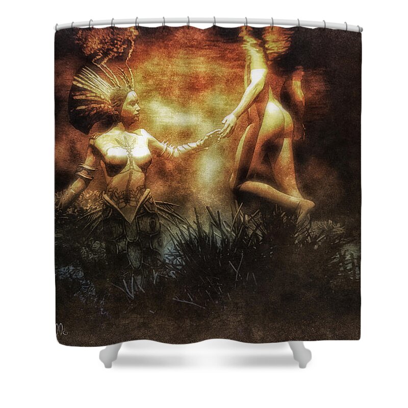 Mermaids Shower Curtain featuring the digital art The Fishermen and his soul by Bob Orsillo