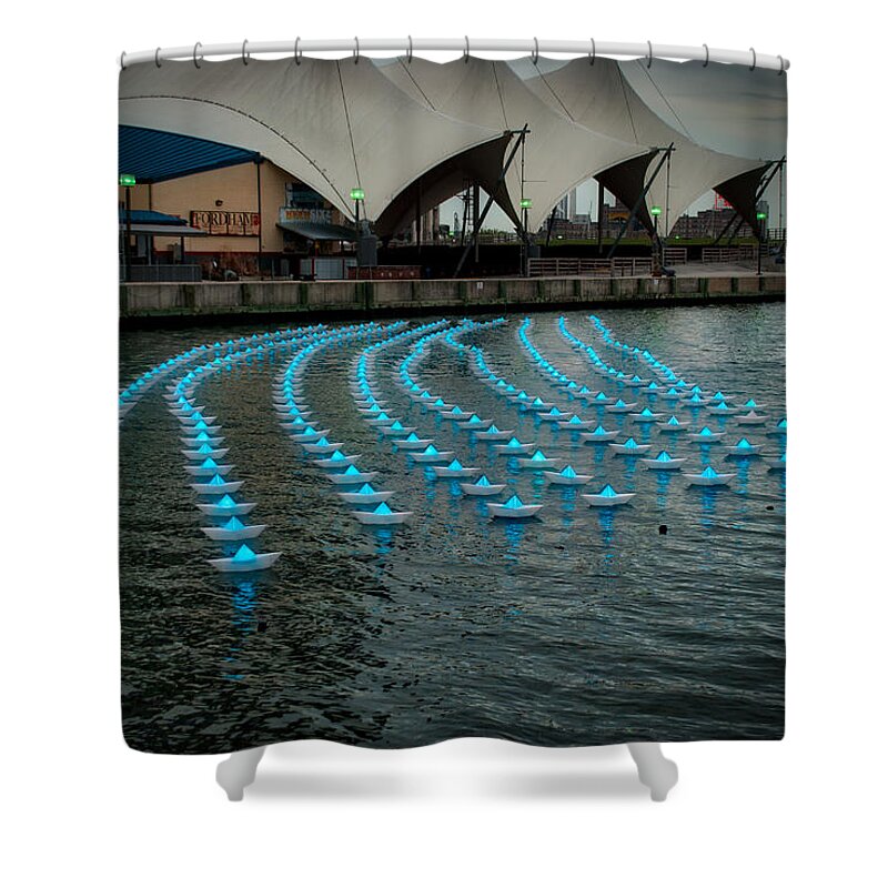 #lightcitybaltimore Shower Curtain featuring the photograph The Floating Lights by Mark Dodd