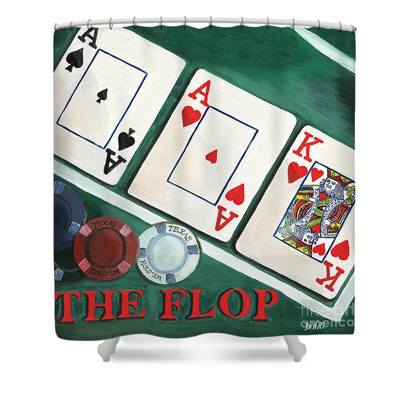Texas Hold Em Shower Curtain featuring the painting The Flop by Debbie DeWitt
