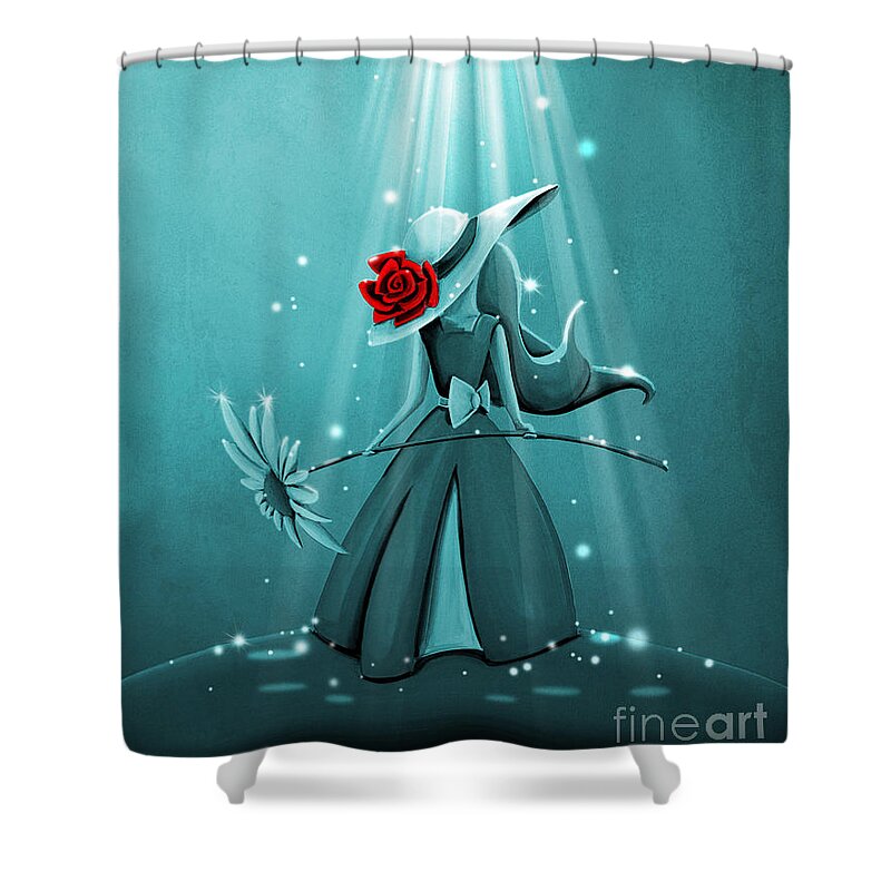 Girl Shower Curtain featuring the painting The Flower Girl - Remixed by Cindy Thornton