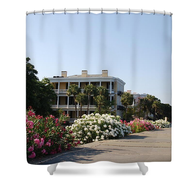 Photography Shower Curtain featuring the photograph The flowers at the Battery Charleston SC by Susanne Van Hulst