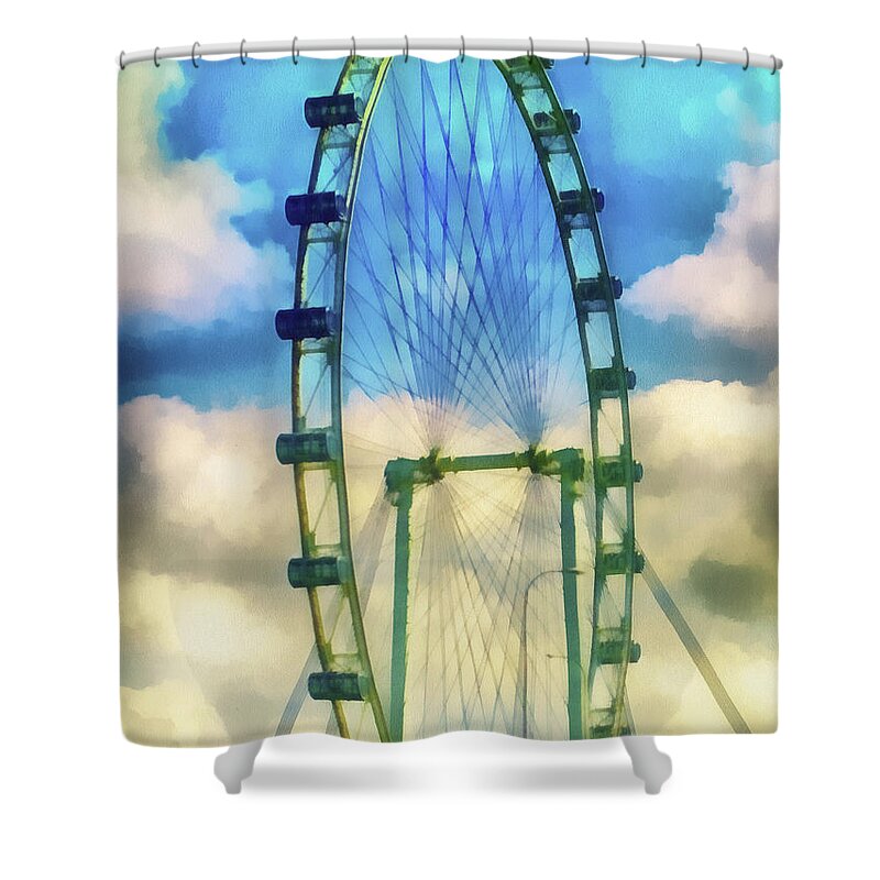Ferris Wheel Shower Curtain featuring the photograph The Flyer by Joseph Hollingsworth