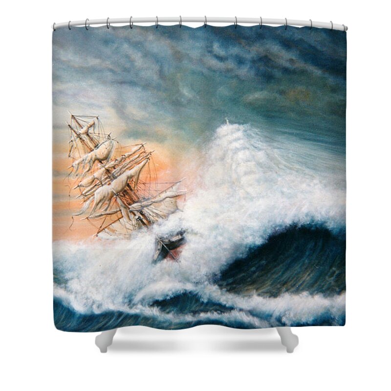 Flying Dutchman Shower Curtain featuring the painting The Flying Dutchman Version One by Mackenzie Moulton