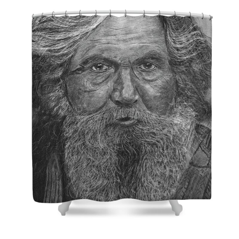 Man Shower Curtain featuring the drawing The Folk Singer by Quwatha Valentine