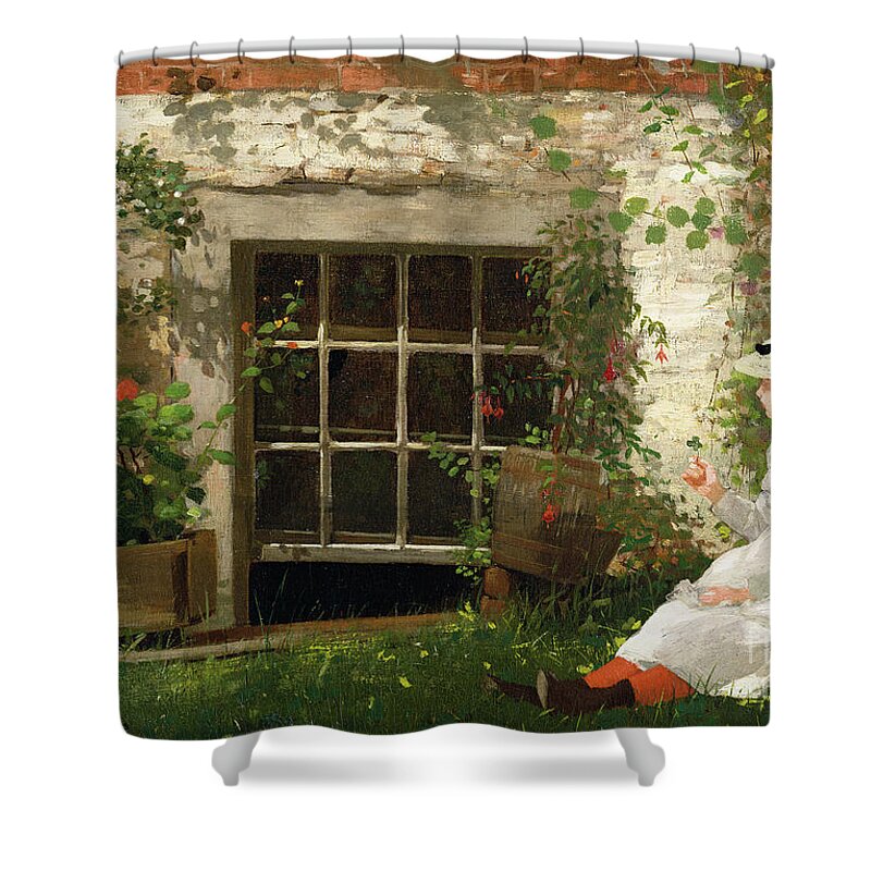 The Shower Curtain featuring the painting The Four Leaf Clover by Winslow Homer