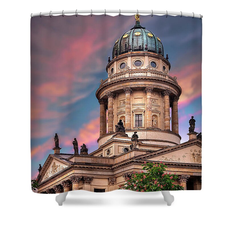 Endre Shower Curtain featuring the photograph The French Church in Berlin 2 by Endre Balogh
