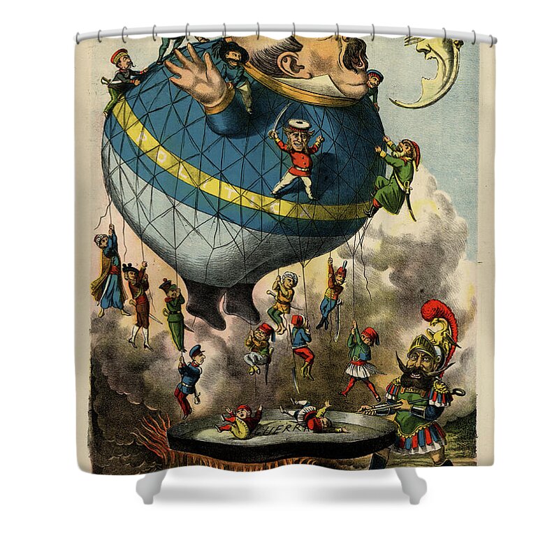Vintage Shower Curtain featuring the drawing The Frying Pan of War by Vintage Pix