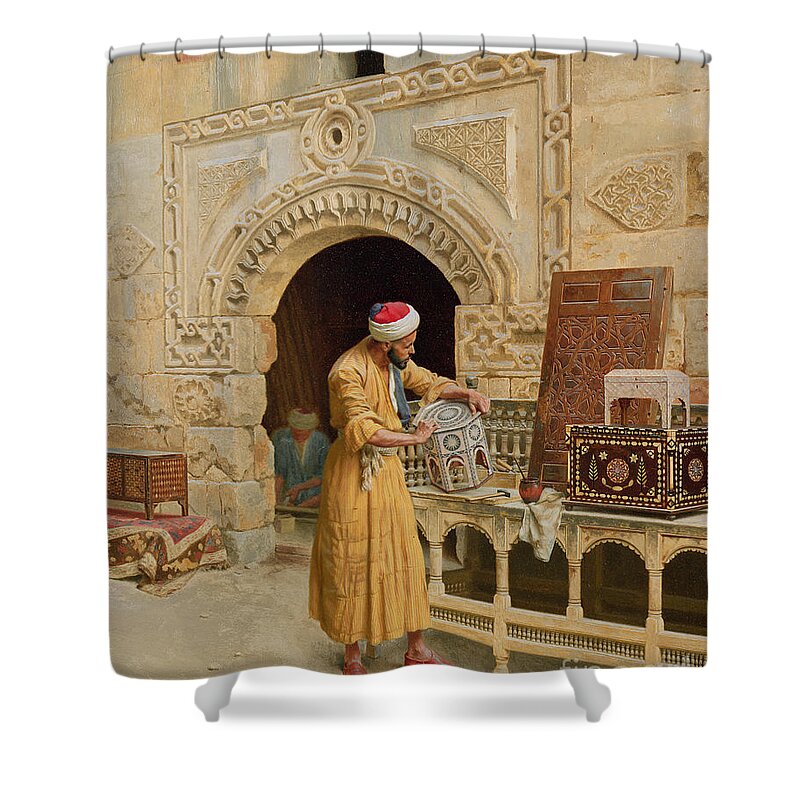 The Shower Curtain featuring the painting The Furniture Maker by Ludwig Deutsch