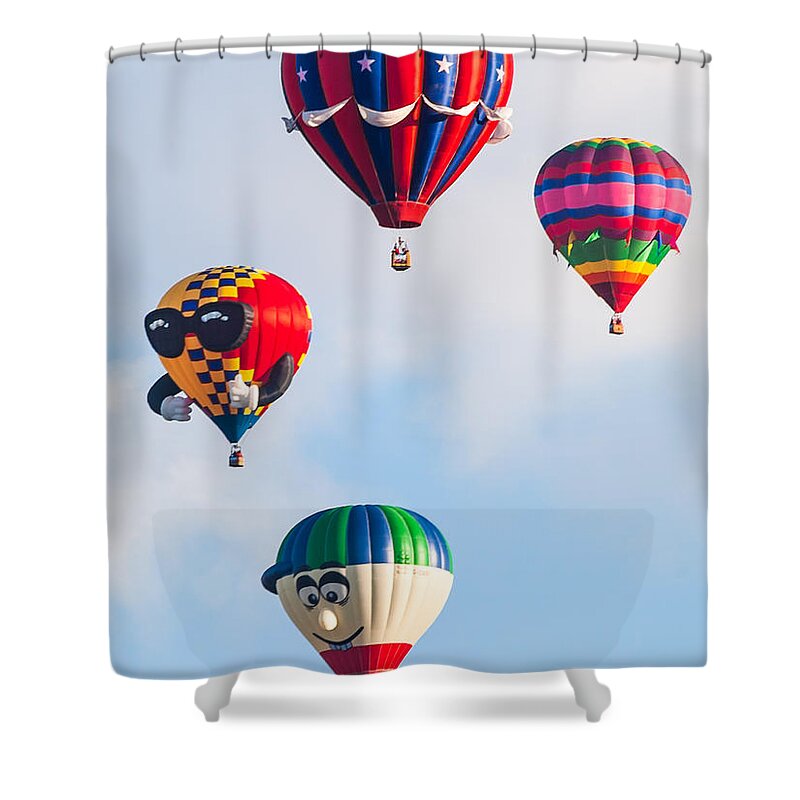  Multiple Hot Air Balloons Shower Curtain featuring the photograph The gang by Charles McCleanon