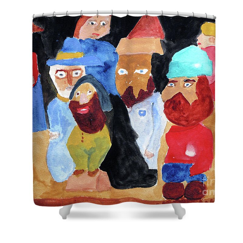 Gang Shower Curtain featuring the painting The Gang by Sandy McIntire